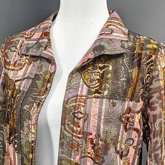 Acorn Blazer Women's XS Brown Open Front and Pink Fall Thanksgiving Natural - Picture 3 of 10